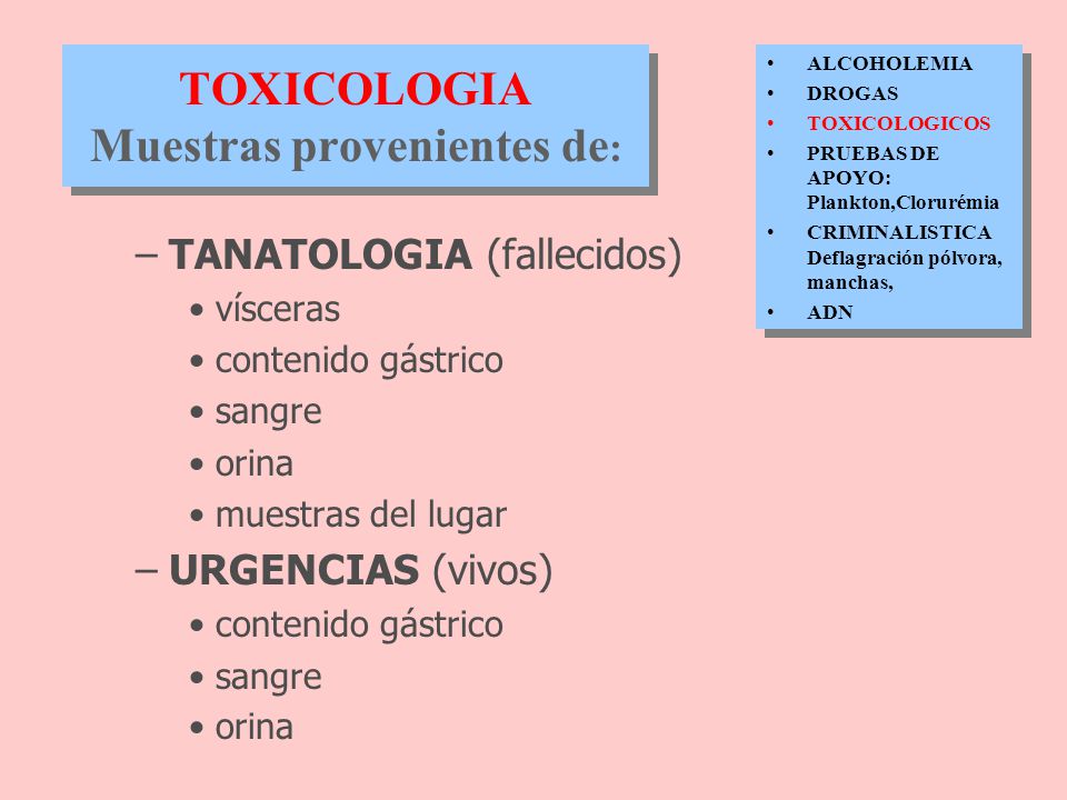 que sale en una prueba toxicologica que sale en una prueba toxicologica